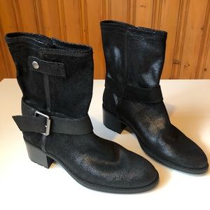 DKNYC Black Leather Biker boots- NWOT